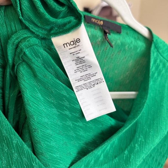 Maje Printed Satin Jacquard Wrap Dress – Size FR 36 (US 4) – Green – Excellent C - Picture 5 of 10